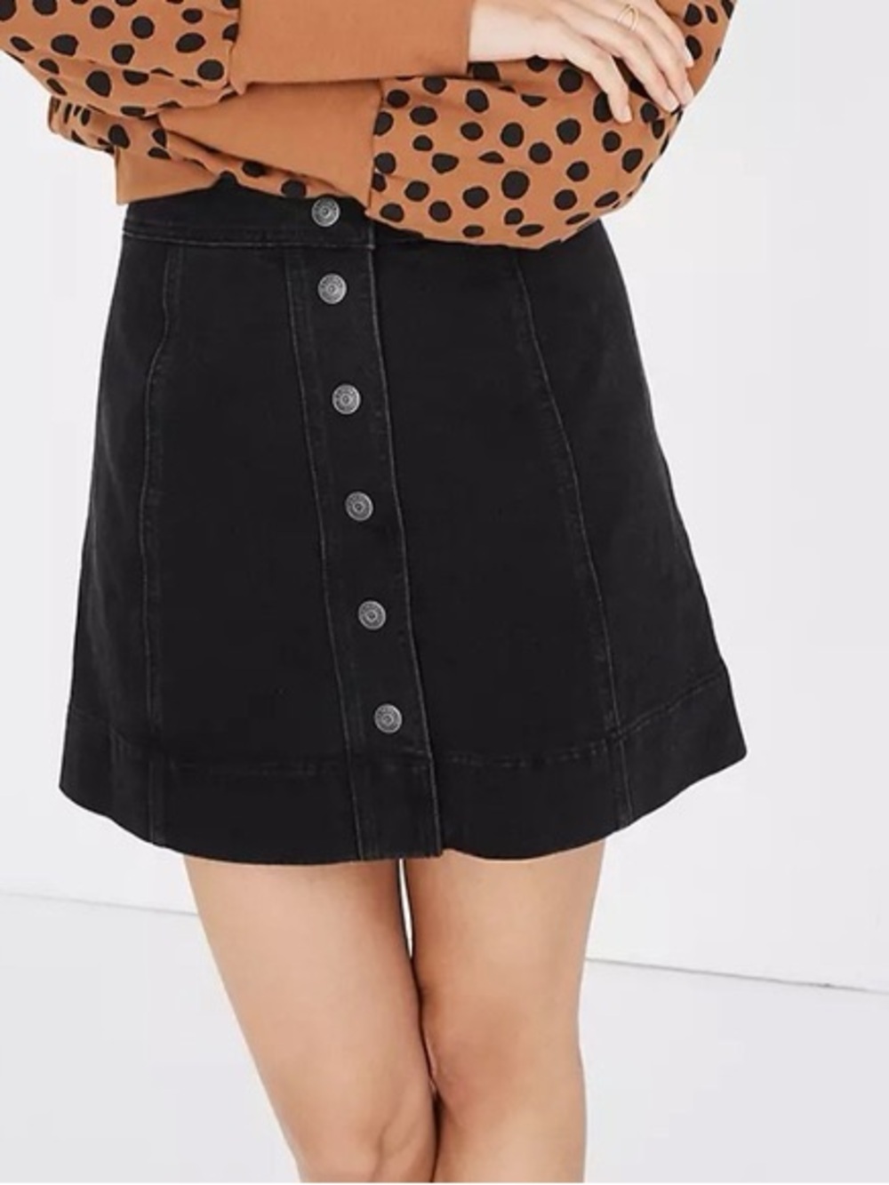 Madewell Black Snap Front Mini Skirt